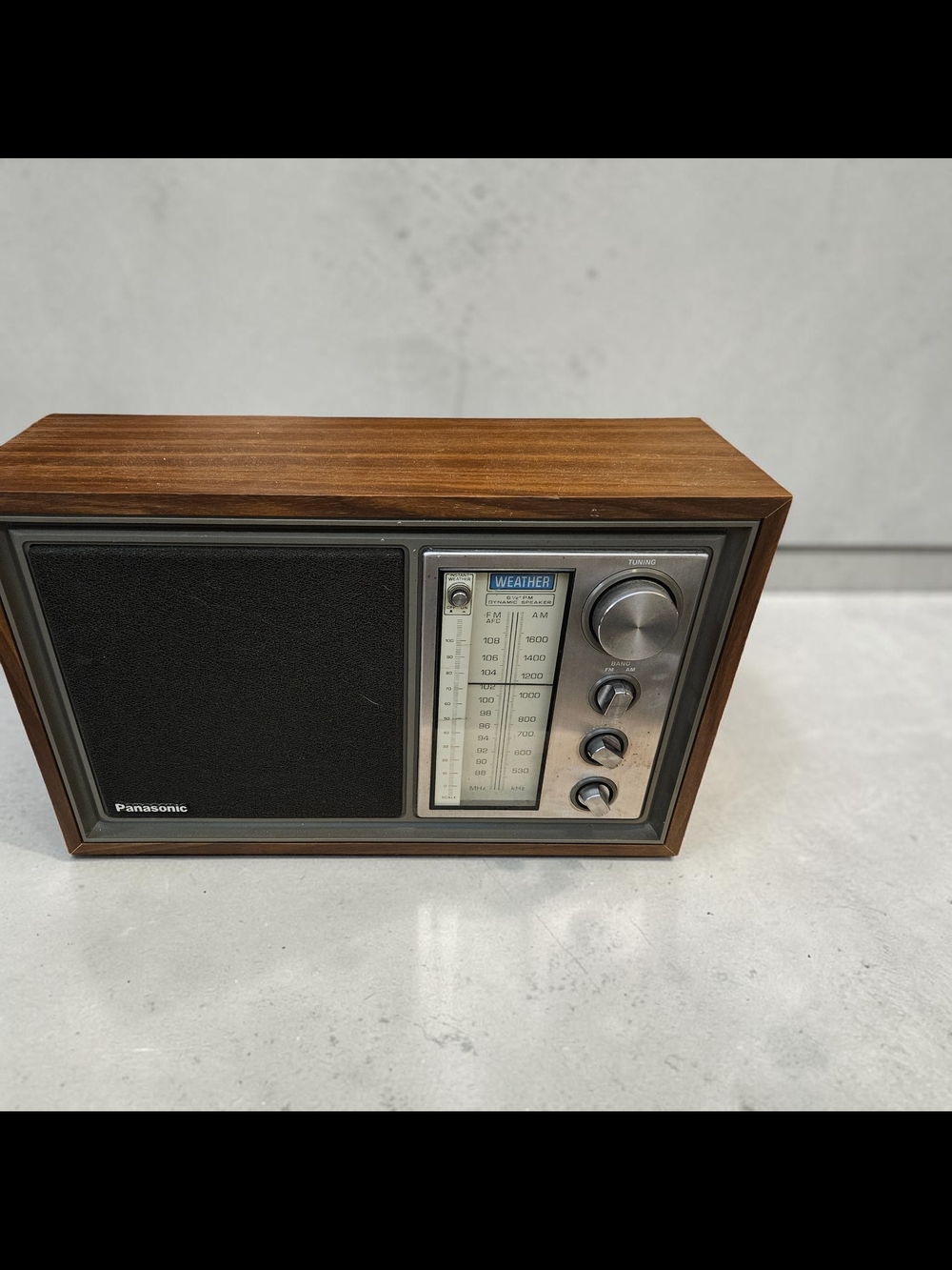 Panasonic Woodgrain Portable Radio with Black Speaker and Silver Controls